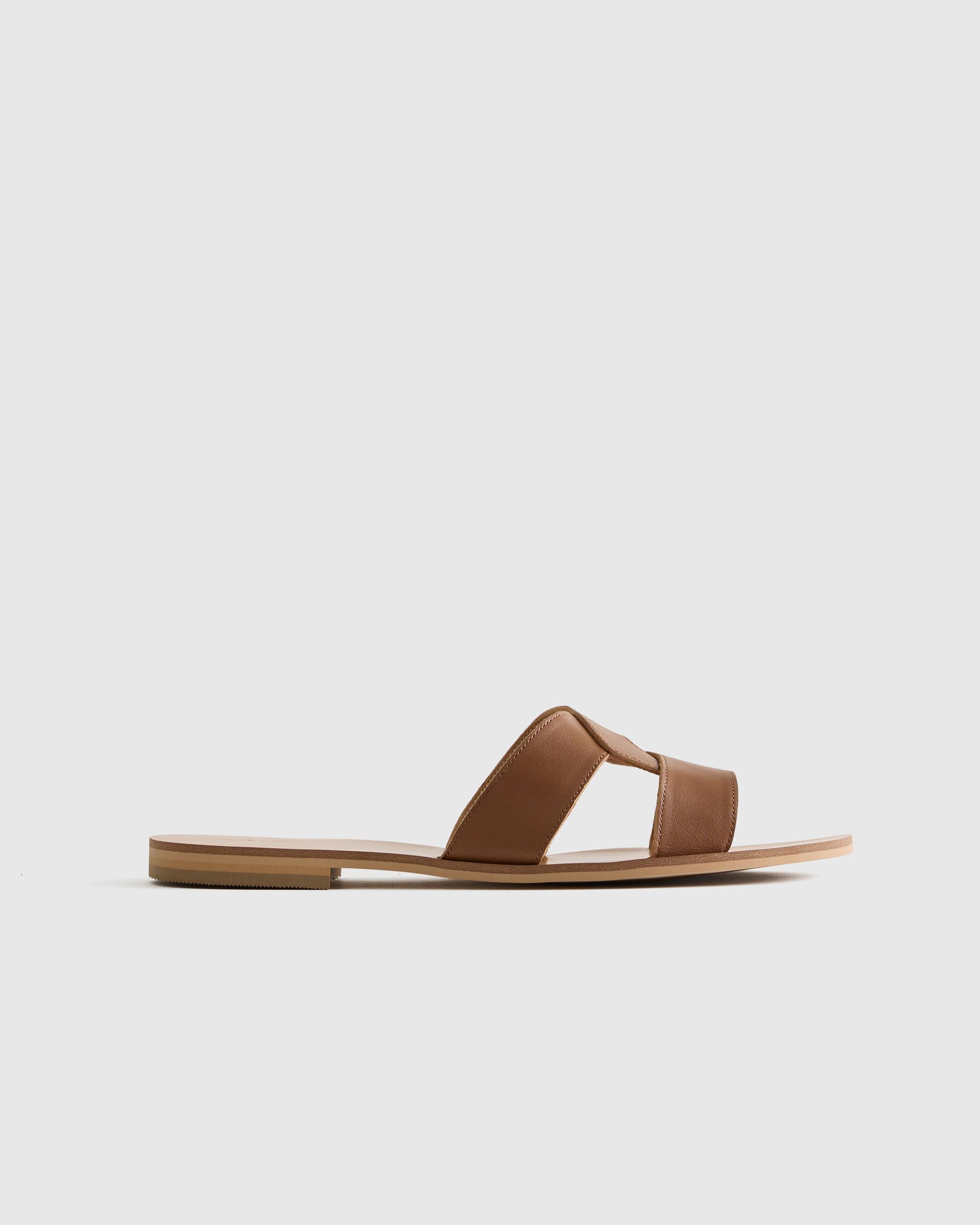 italian leather cutout slide sandal