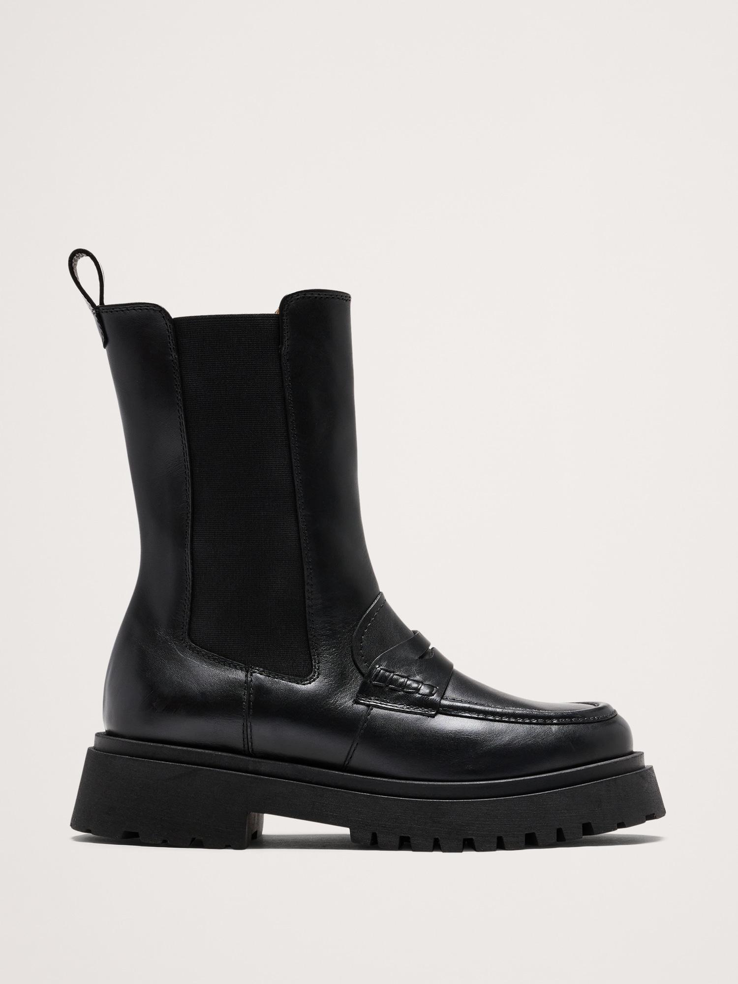 italian leather penny chelsea boot