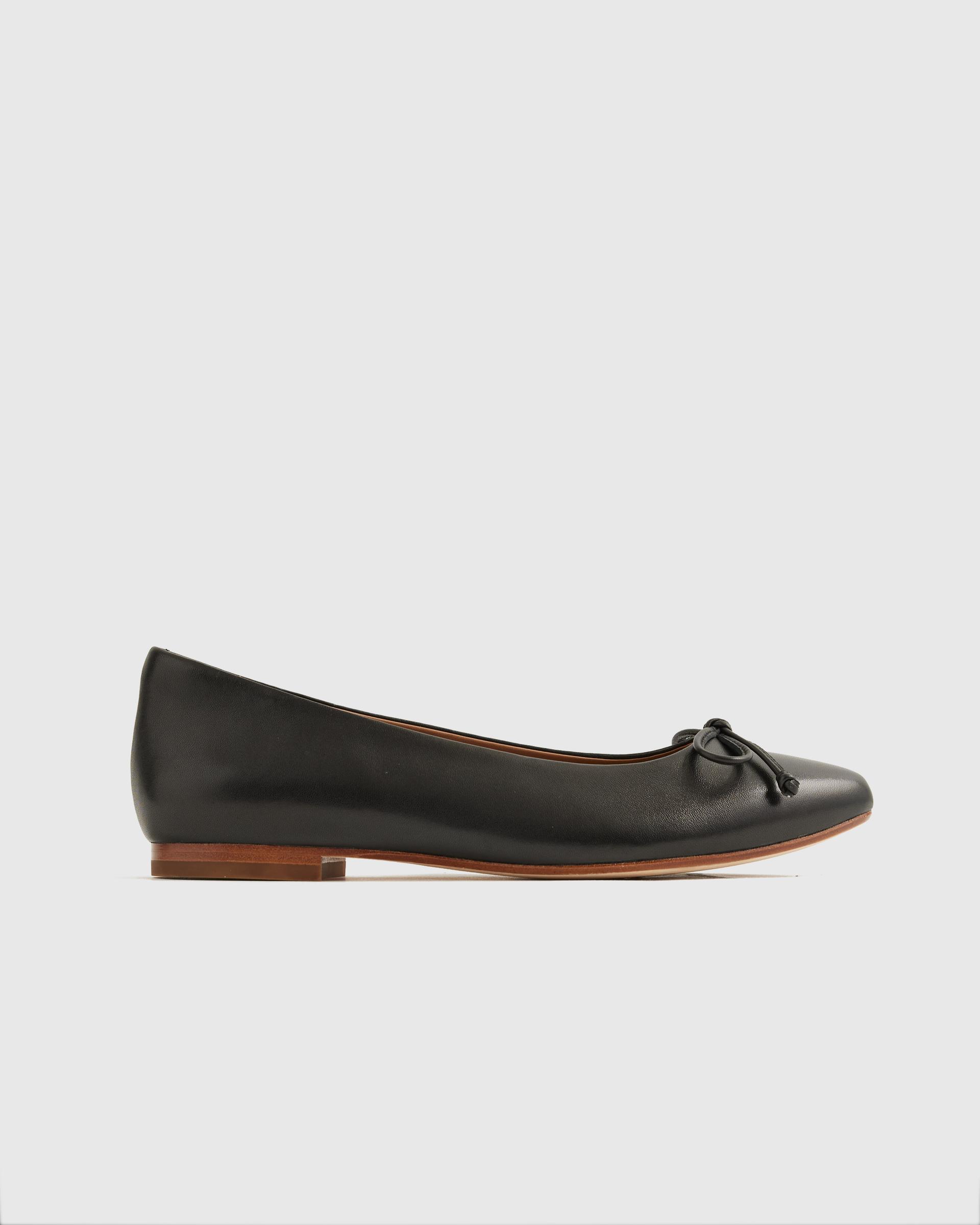 italian leather pointed bow flat