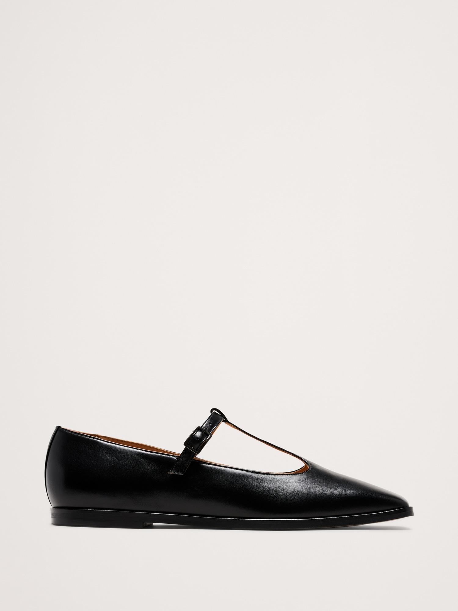 italian leather square-toe mary jane flats