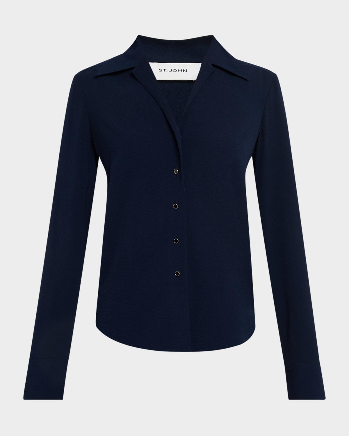 italian lightweight crepe button-down blouse