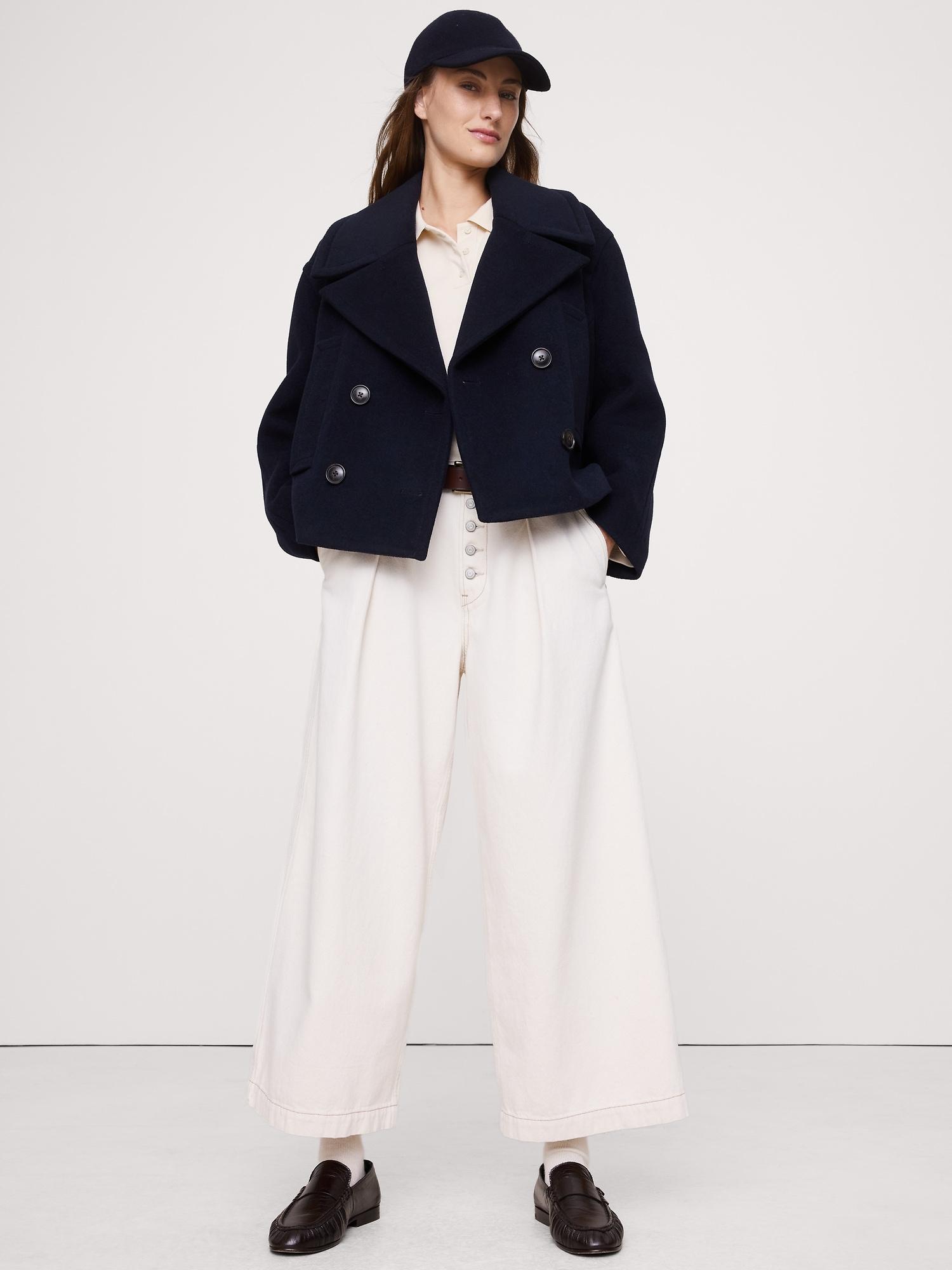 italian melton wool-blend peacoat