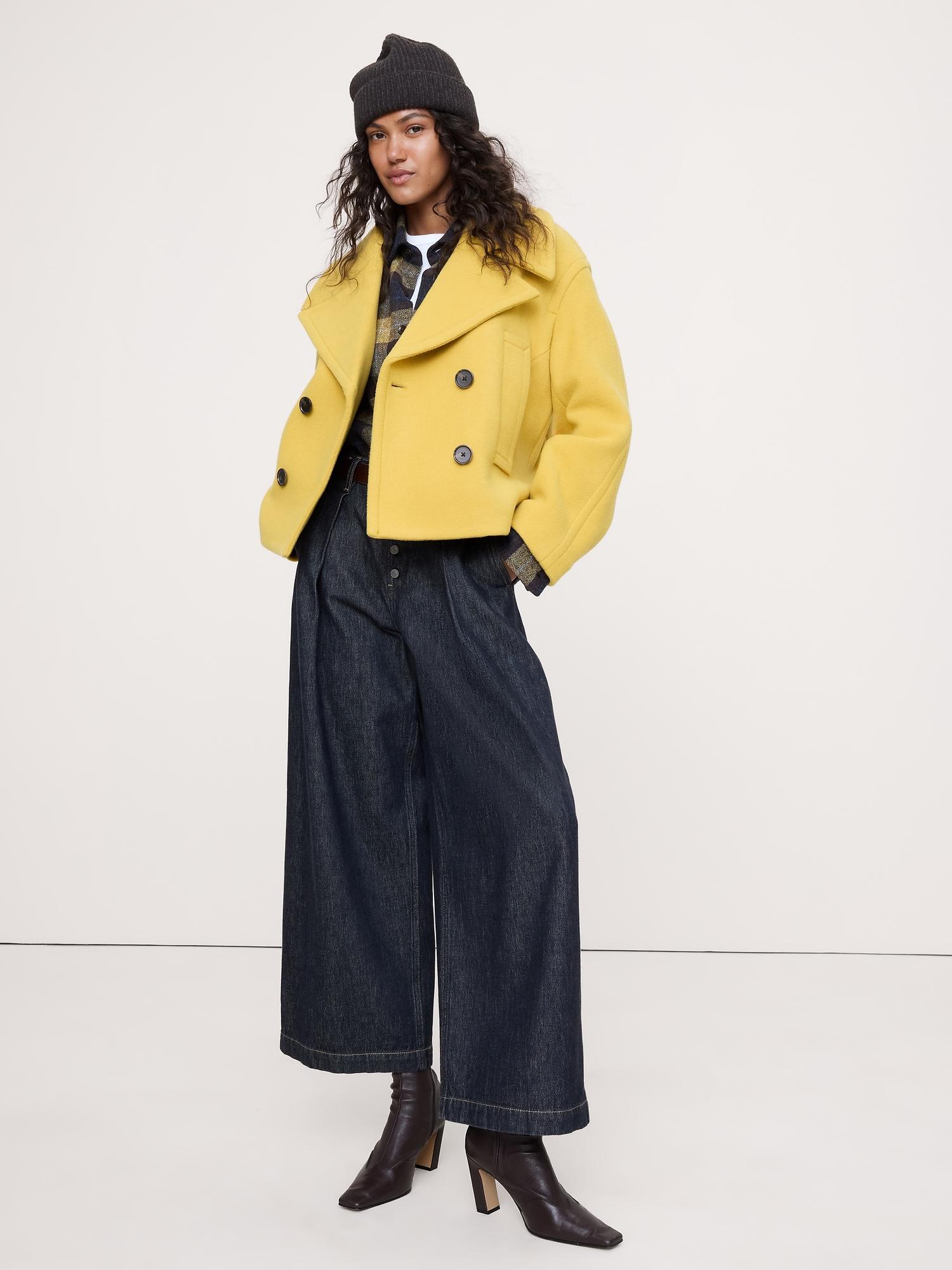 italian melton wool-blend peacoat