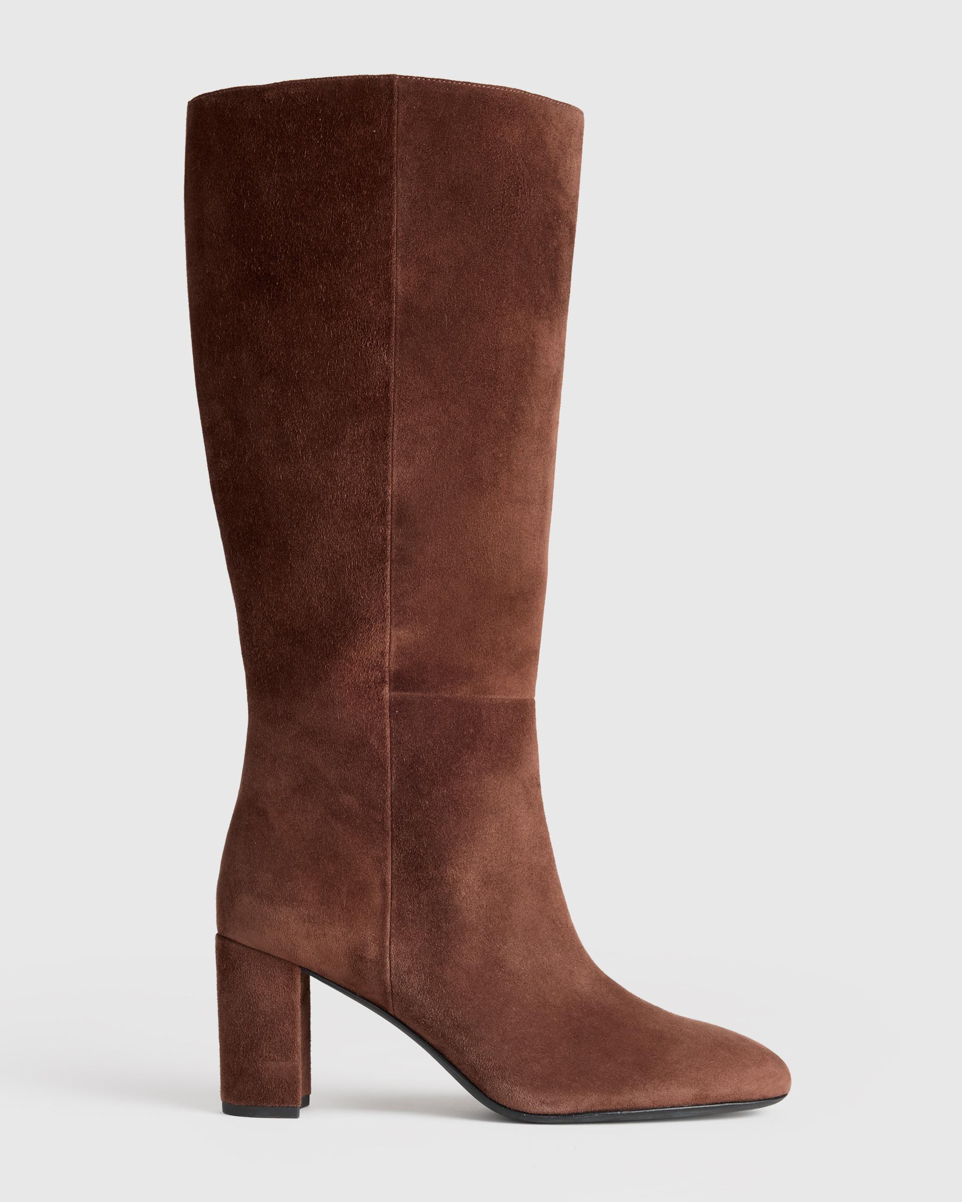 italian suede block heel boots