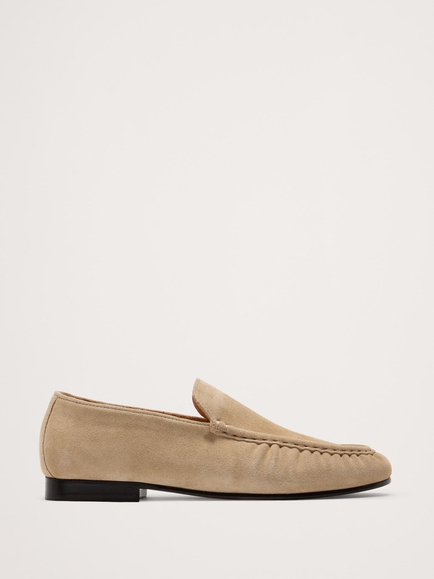italian suede moc-toe loafer
