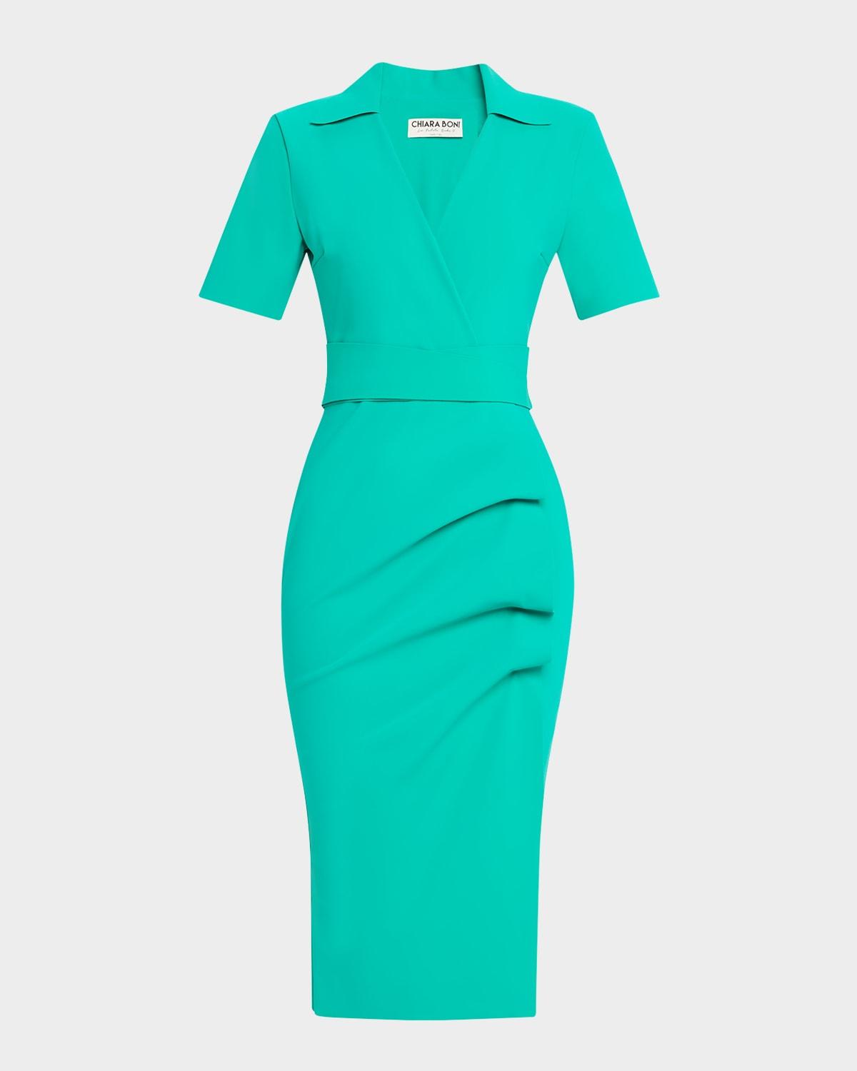 ittig ruffle bodycon midi dress