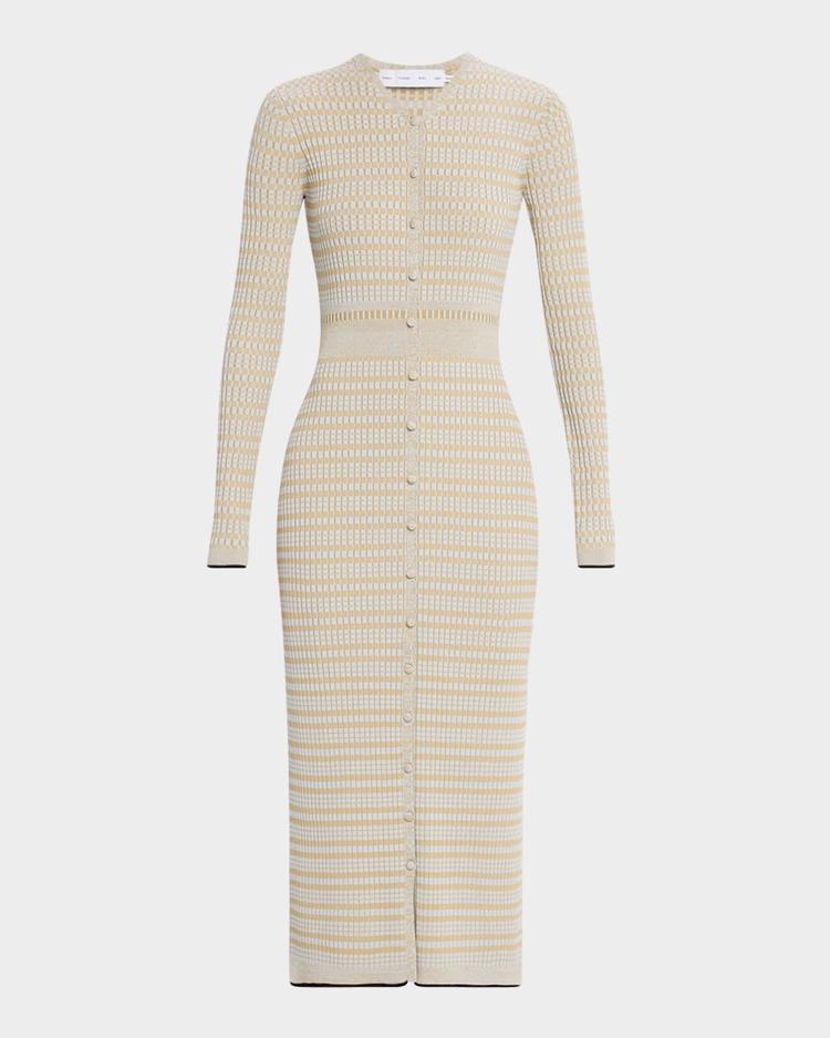 ivanna long-sleeve micro check dress