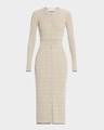 ivanna long-sleeve micro check dress