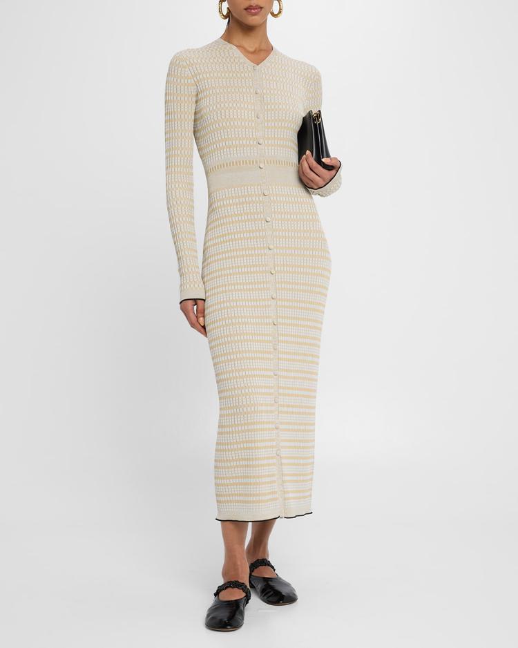 ivanna long-sleeve micro check dress