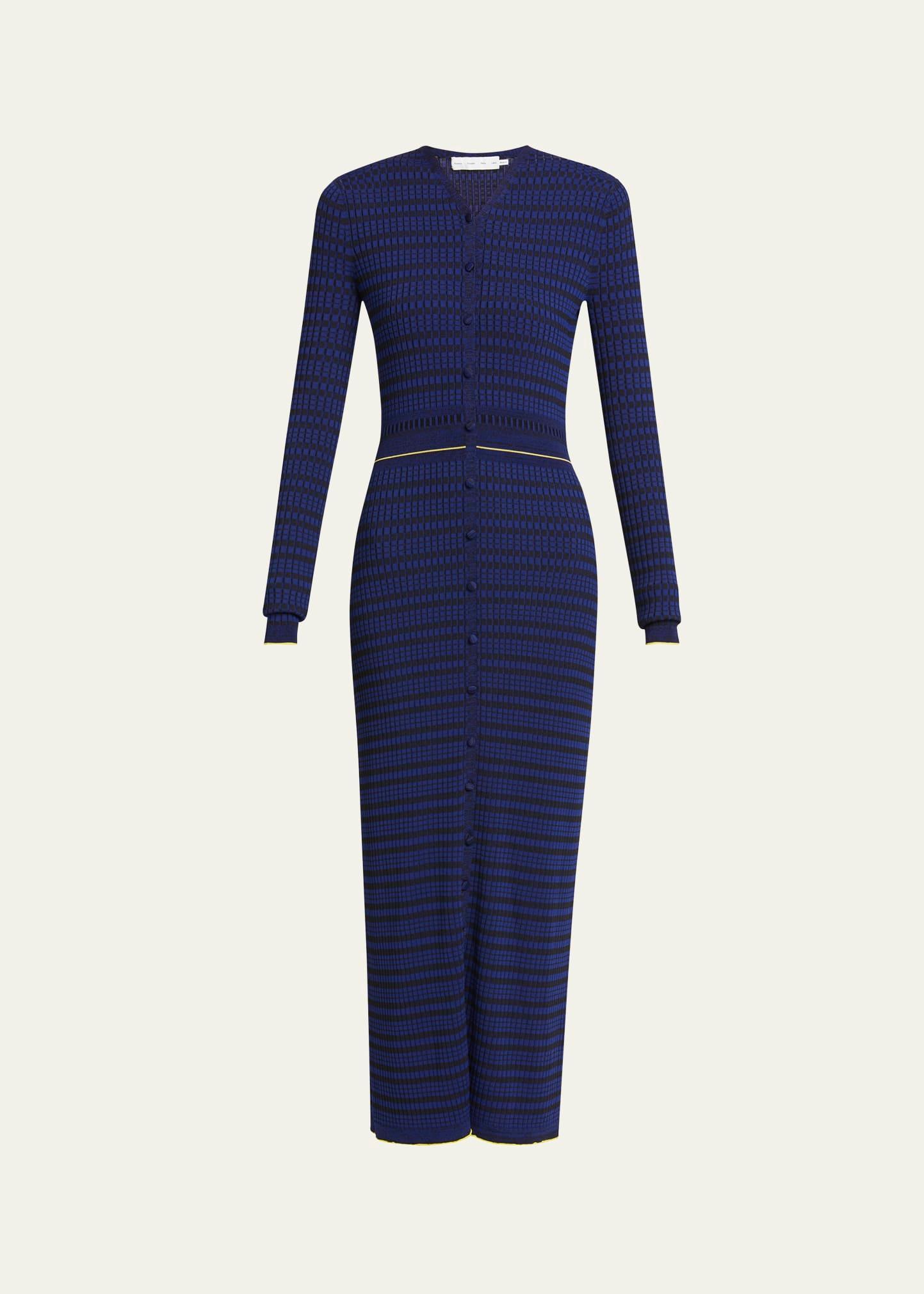 ivanna long-sleeve micro check dress