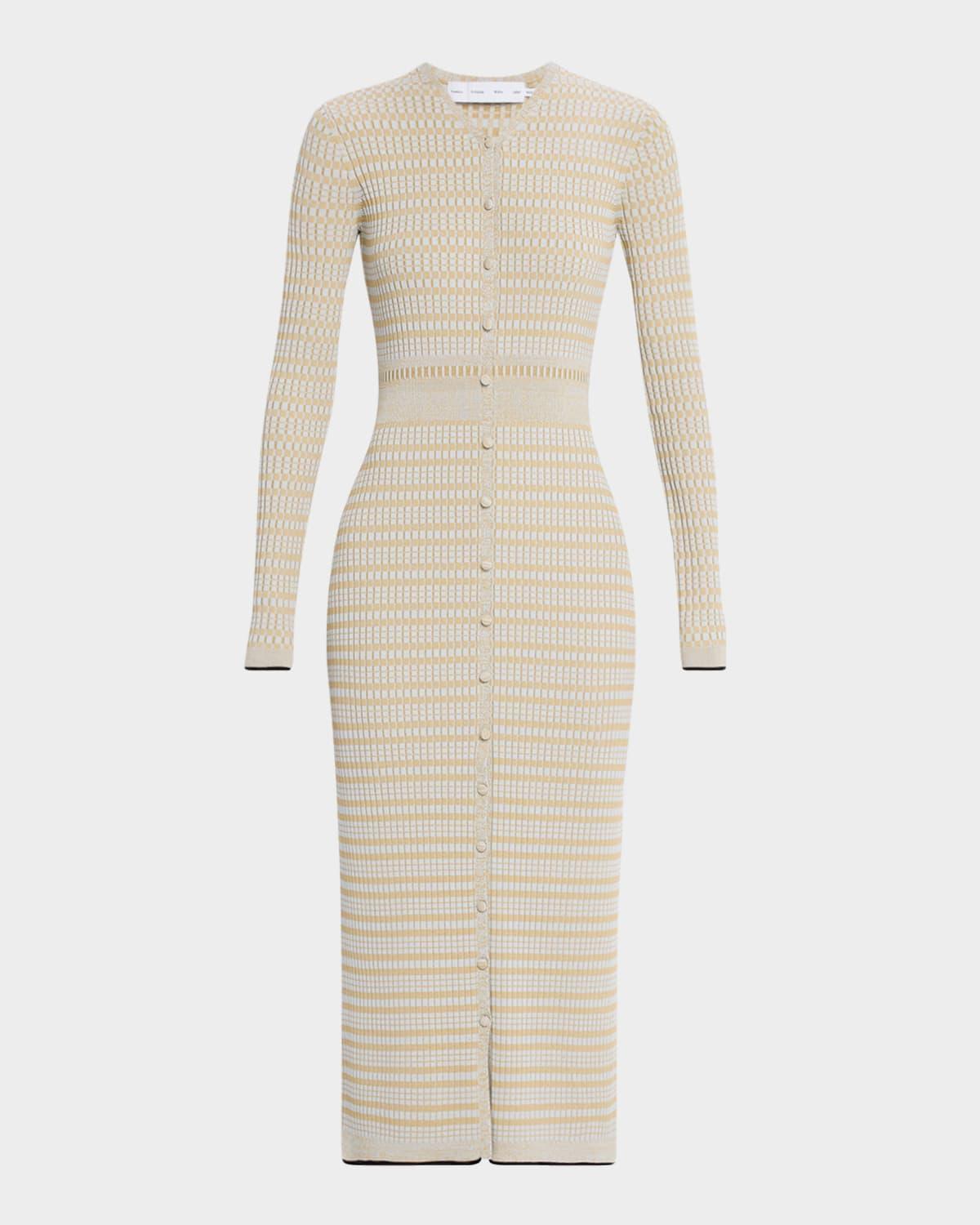 ivanna long-sleeve micro check dress