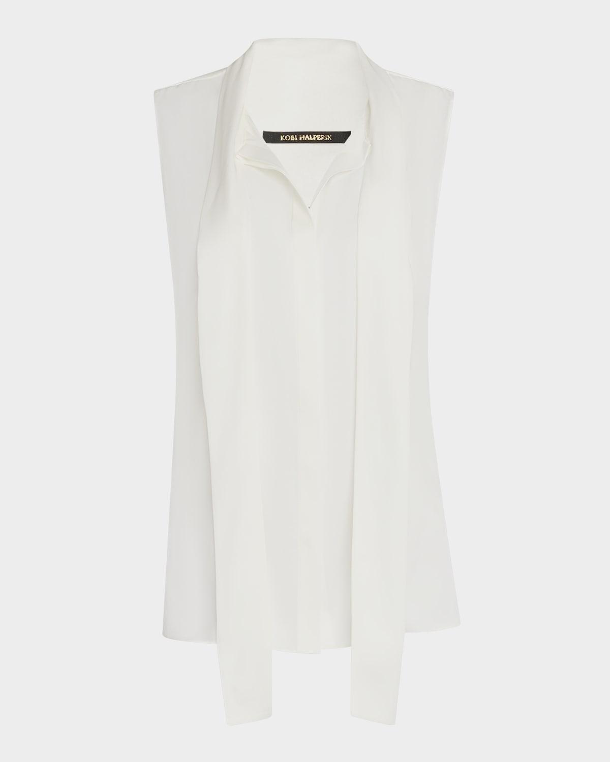 ives sleeveless tie-neck blouse