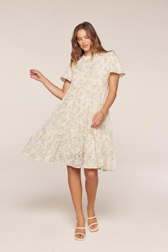 ivory floral eyelet lace midi dress