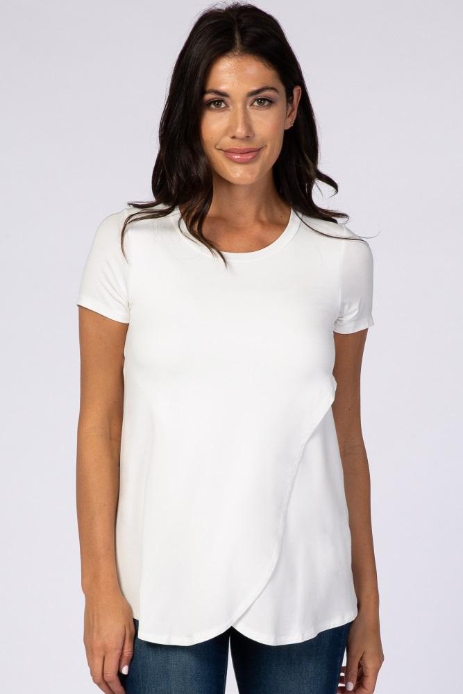 ivory layered wrap front nursing top