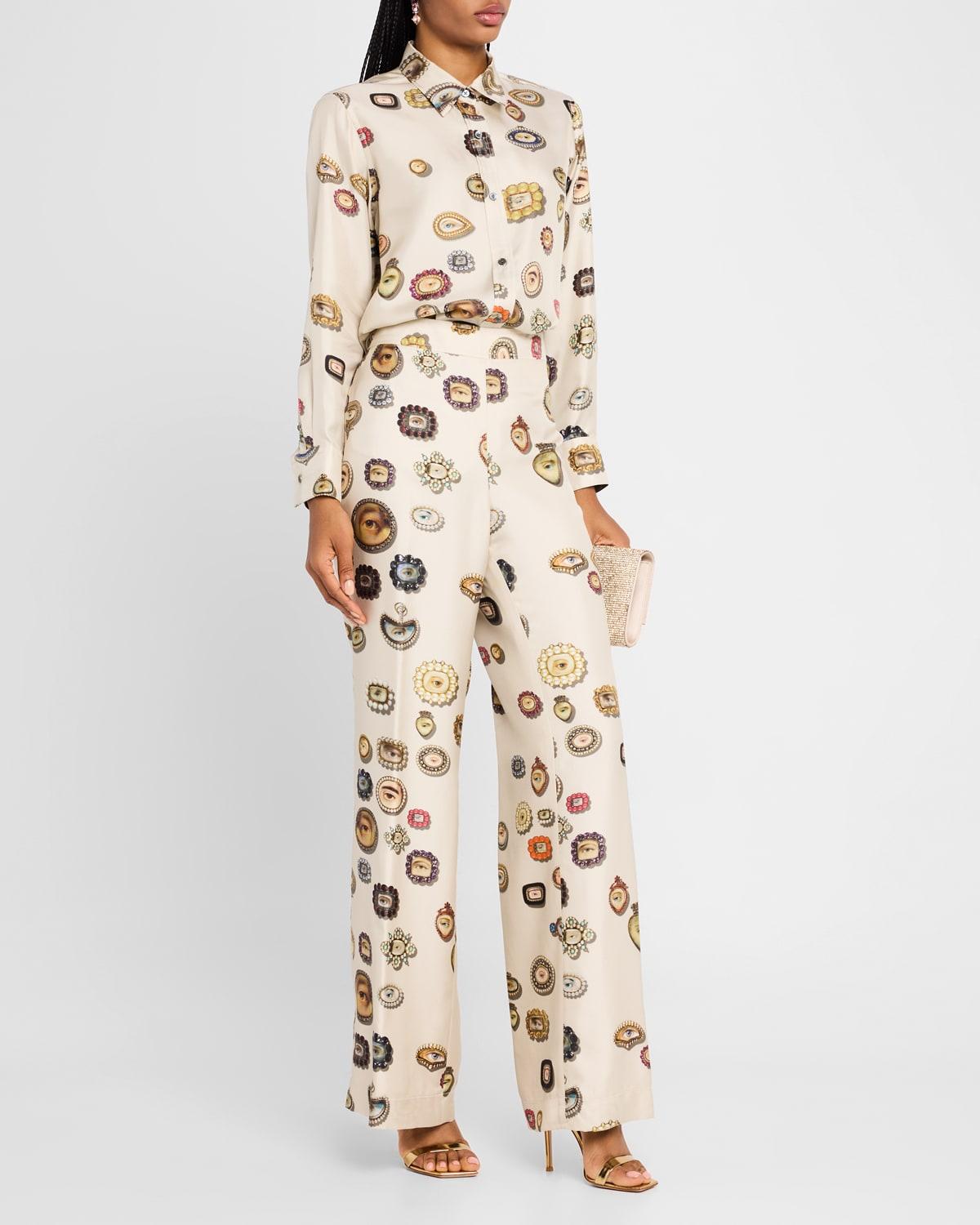 ivory lovers eyes silk button-down shirt