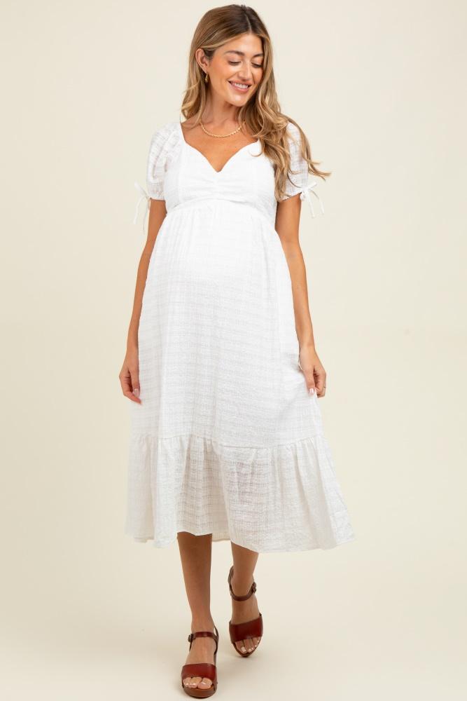 ivory solid sweet heart maternity dress