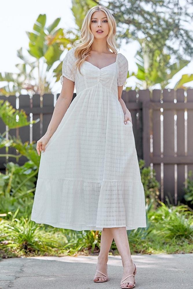 ivory solid sweetheart dress