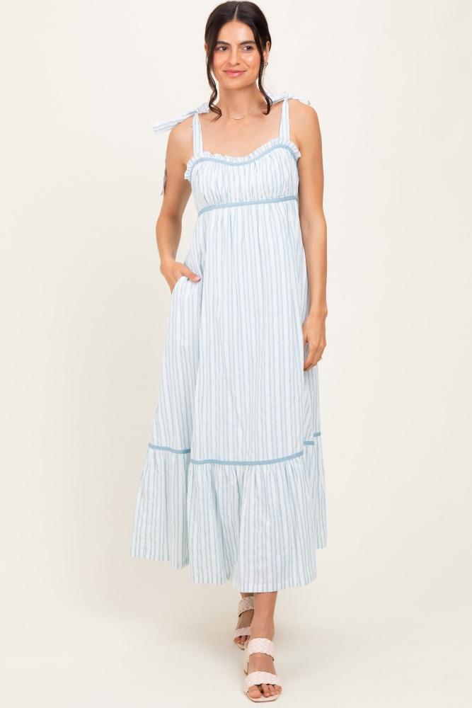ivory striped bow-tie maxi dress