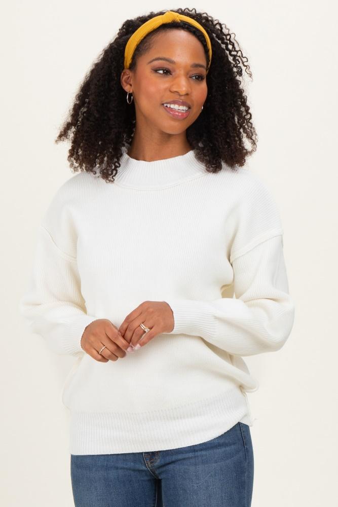 ivory wide neck drop shoulder sweater