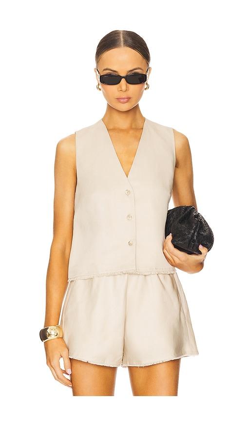 ivy oak tala ann linen vest in cream.
