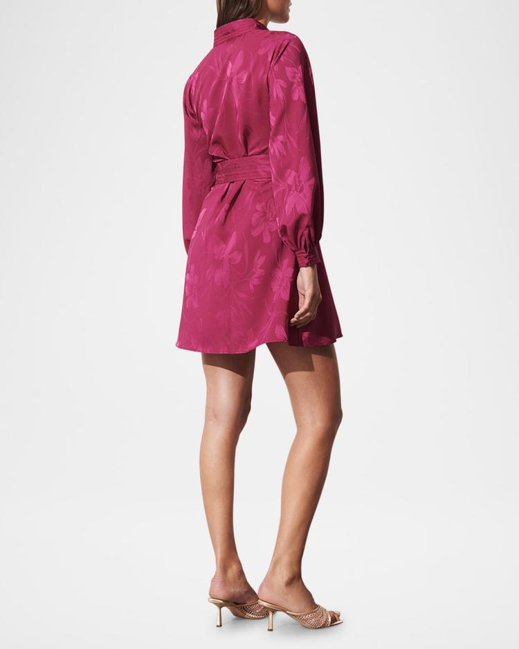 izzie floral jacquard long-sleeve mini dress
