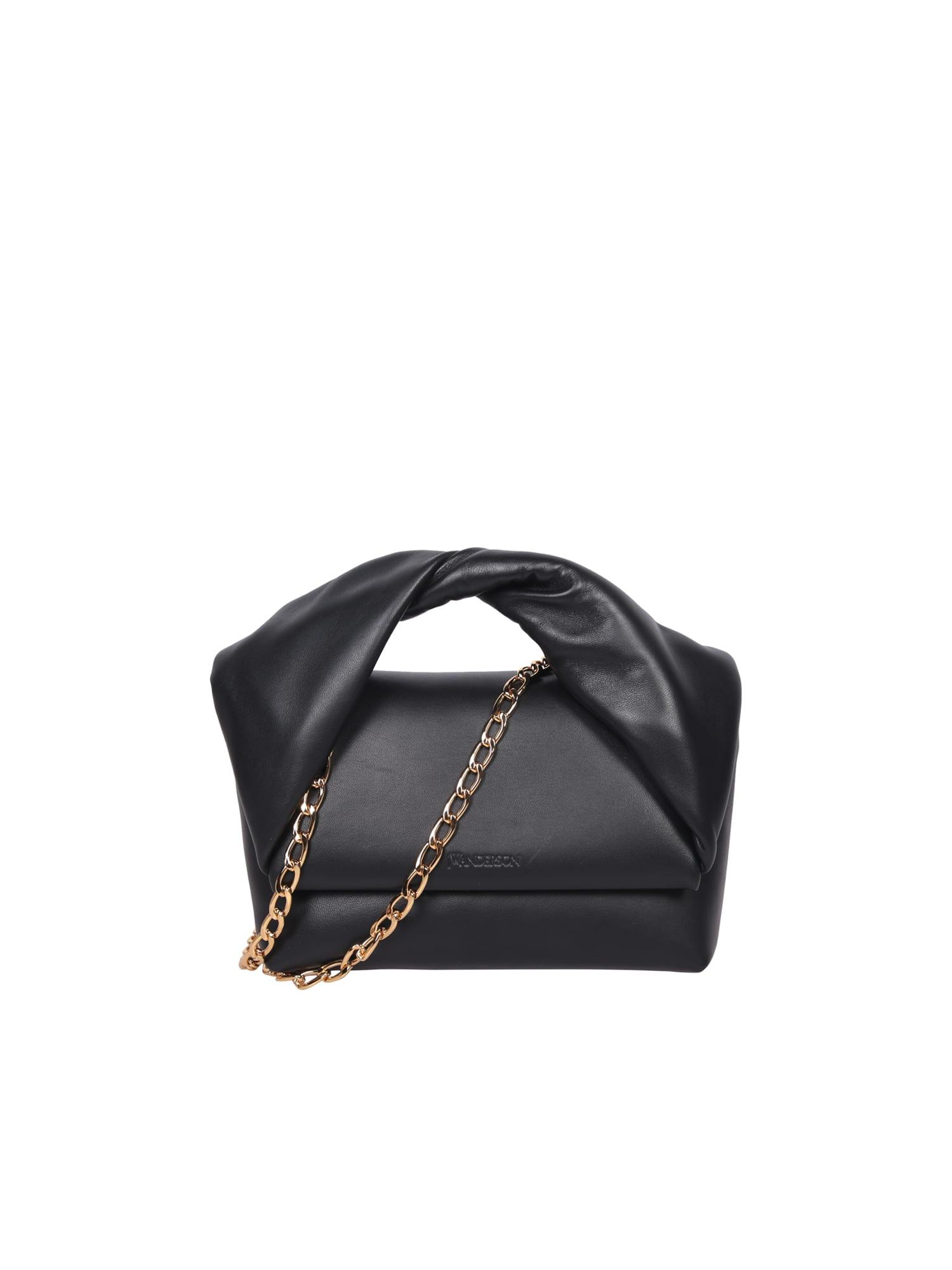 j. w. anderson black leather twister midi bag