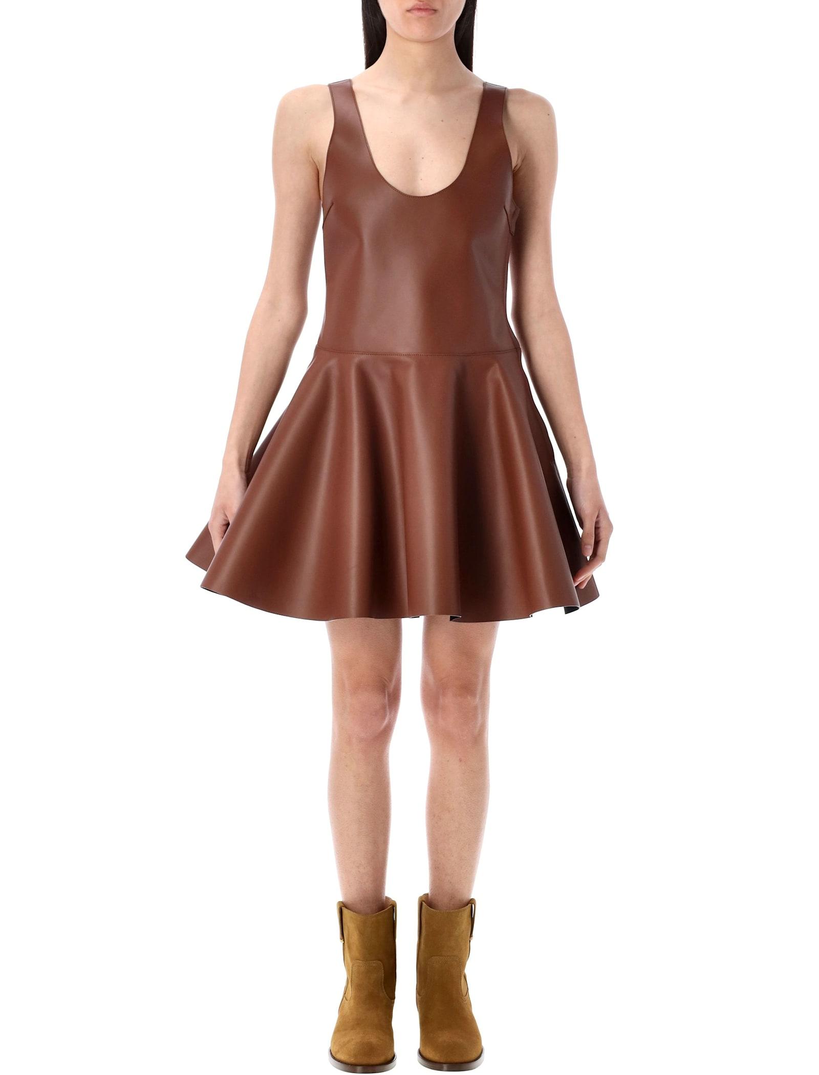 j. w. anderson circle-shirt leather mini dress