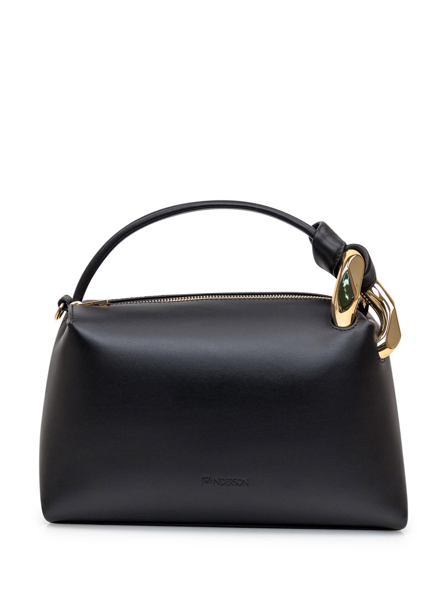 j. w. anderson corner shoulder bag in black leather