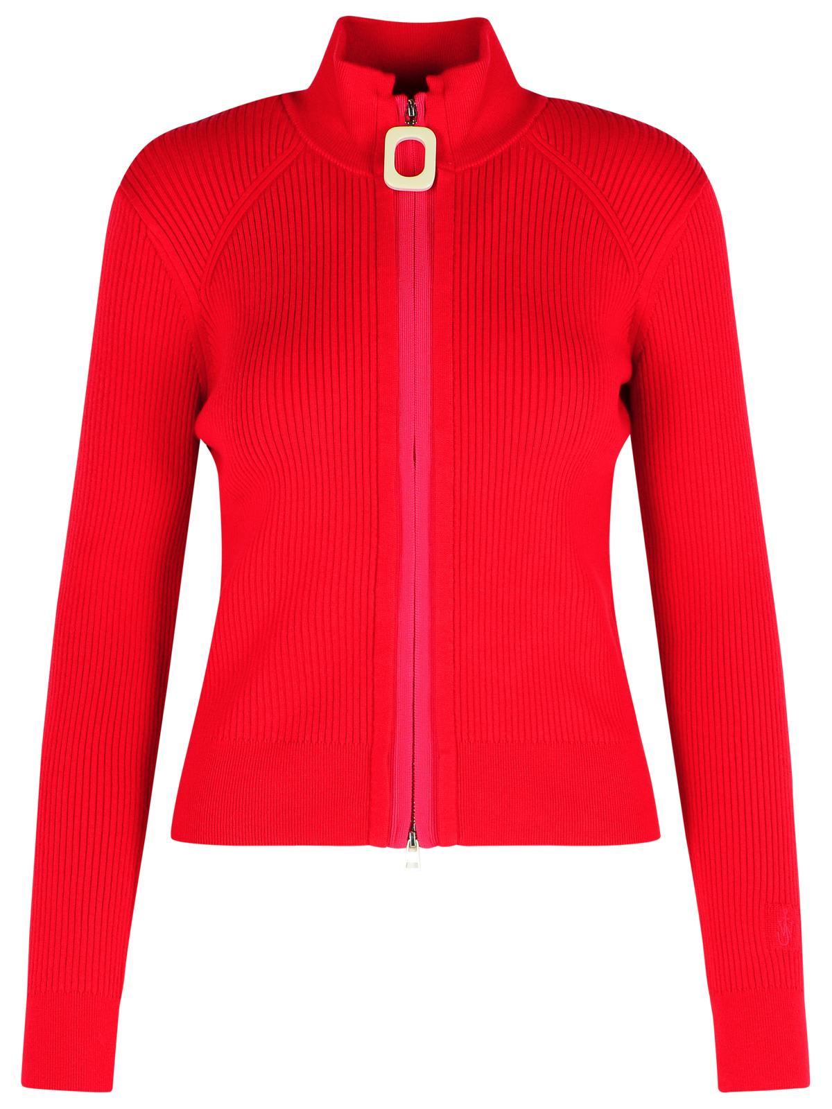 j. w. anderson crimson red cotton blend turtleneck sweater