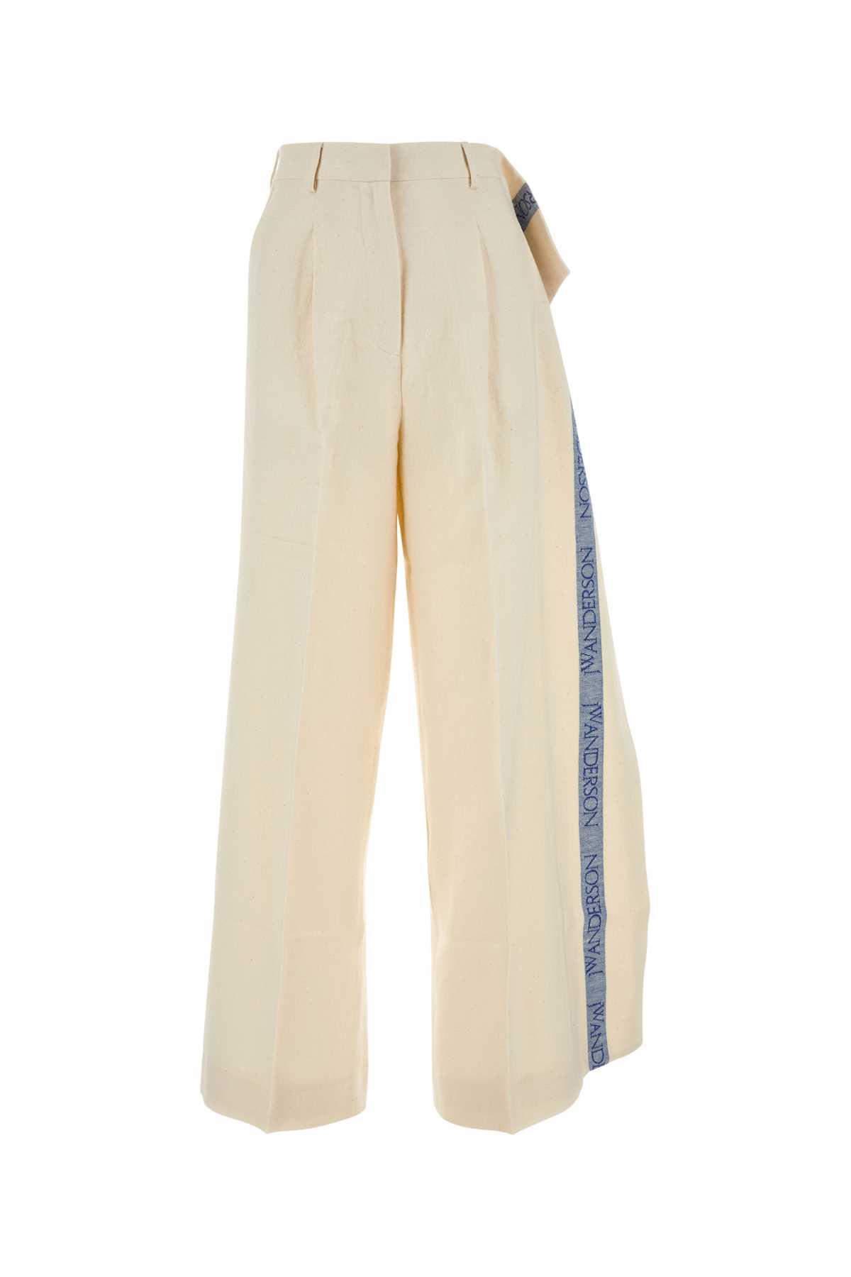 j. w. anderson ivory cotton blend wide-leg pant