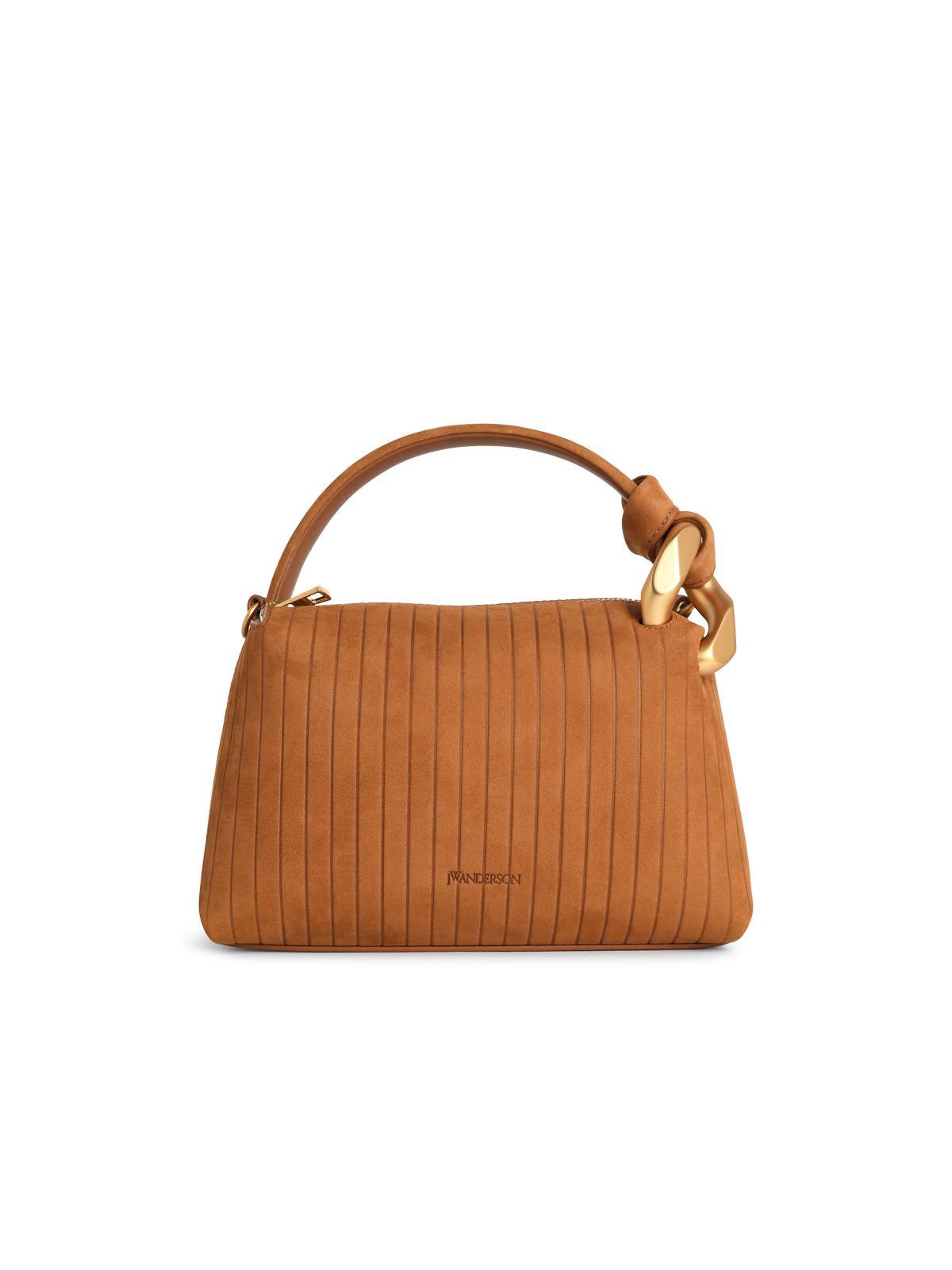 j. w. anderson small corner caramel suede bag