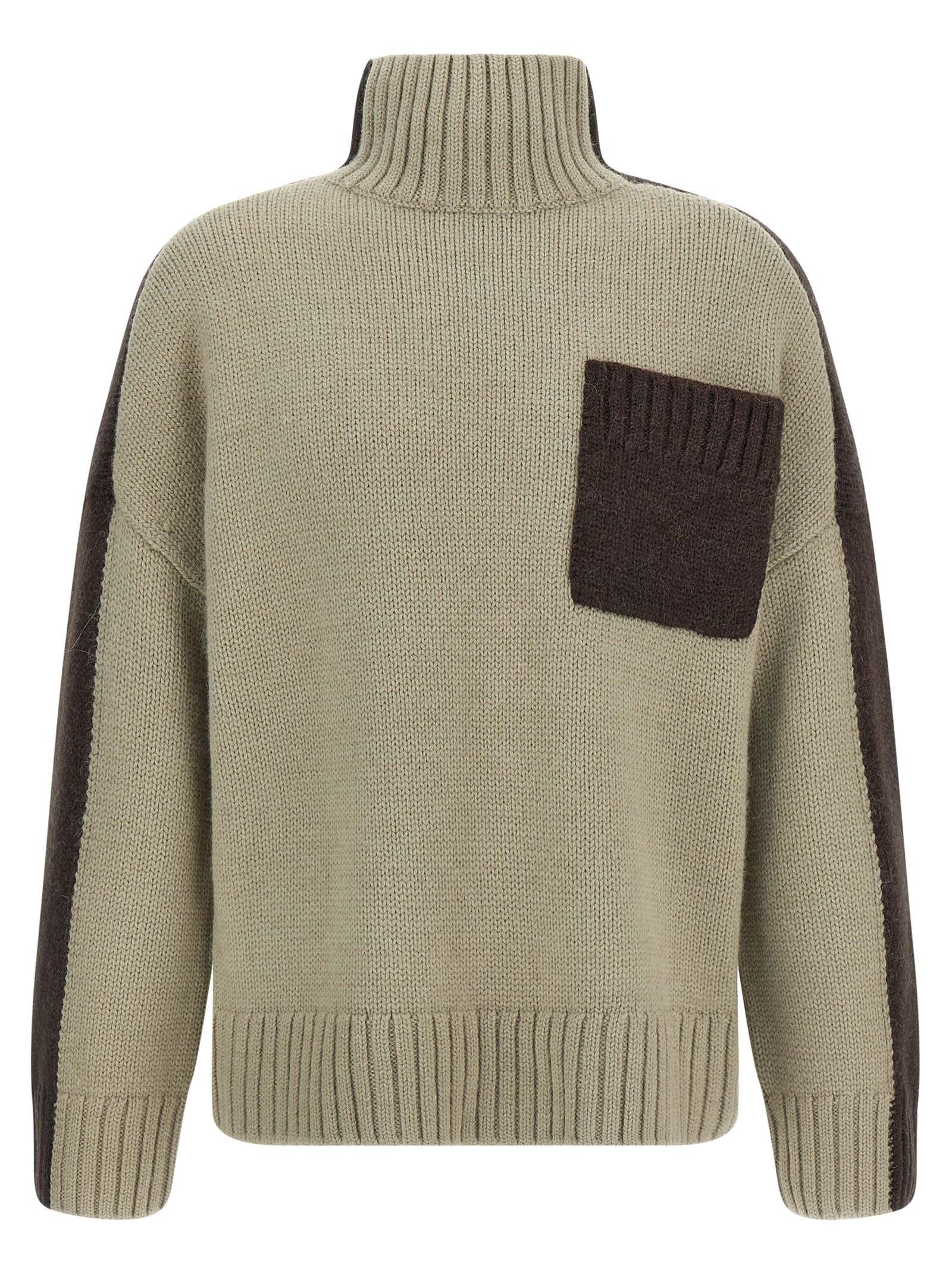 j. w. anderson two tone patch pocket sweater