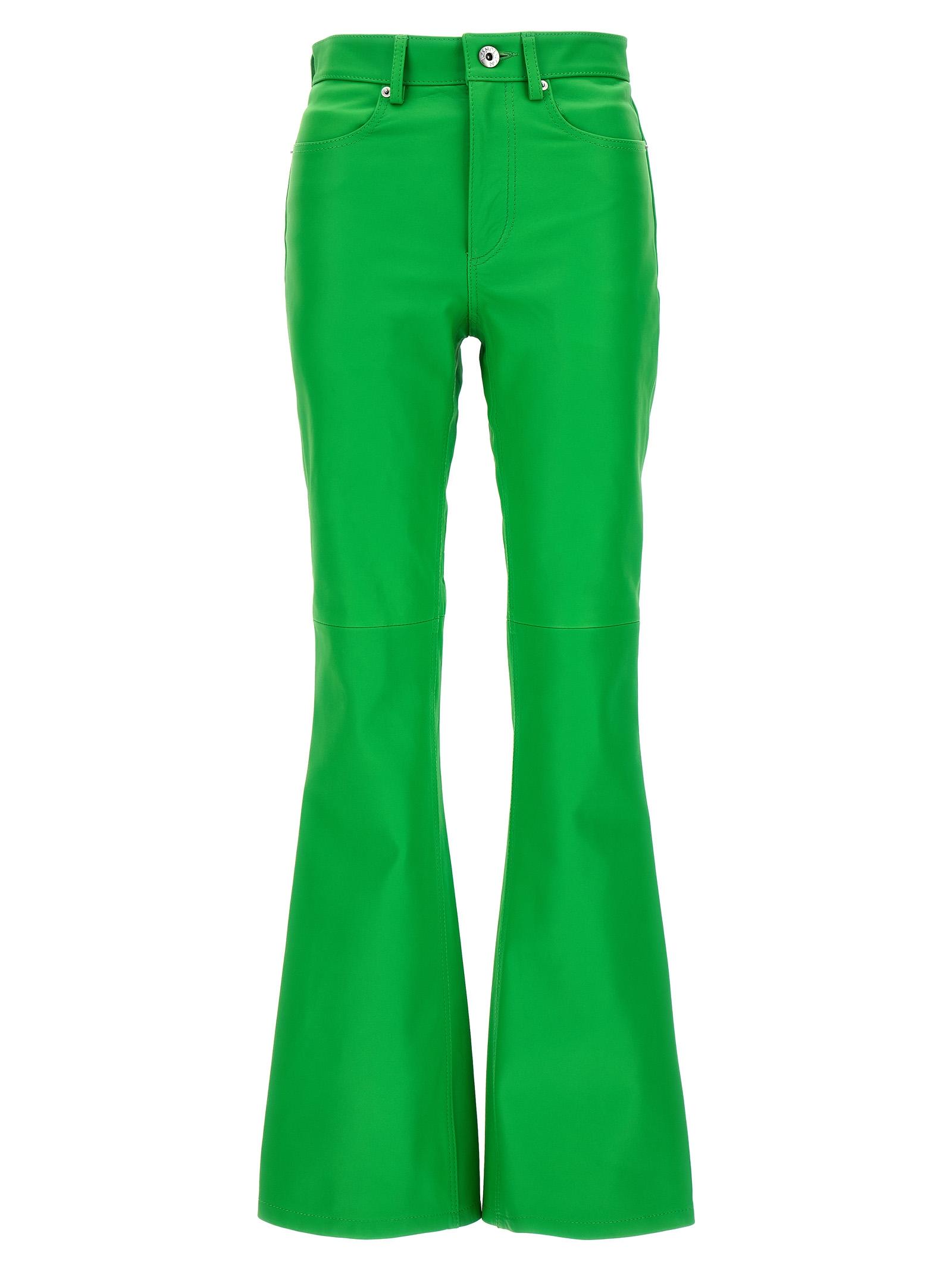j. w.anderson leather bootcut trousers green cow pant - women