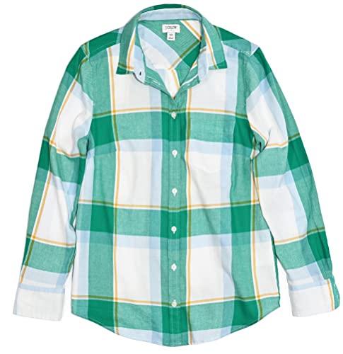 j.crew mercantile women's flannel shirt (m, ivory vibrant jade)