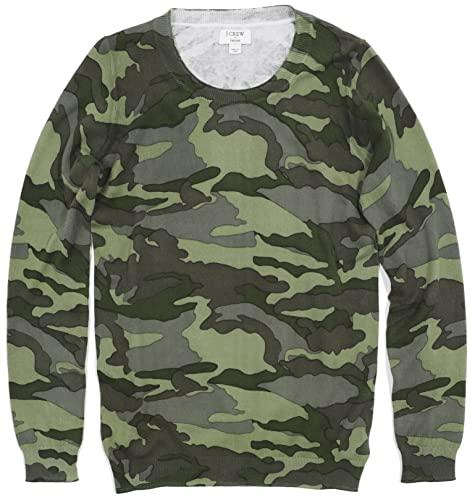 j.crew mercantile women's light-weight long sleeve cotton teddie sweater (m, jenna camo)