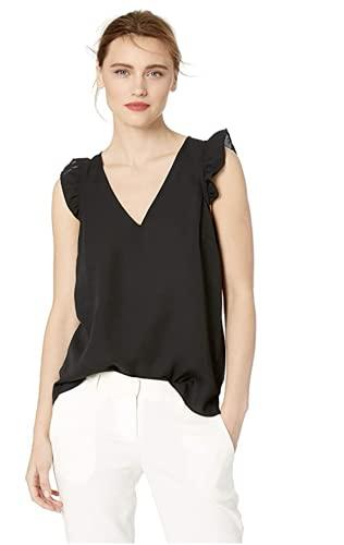 j.crew mercantile women's sleeveless ruffle top (0, black)