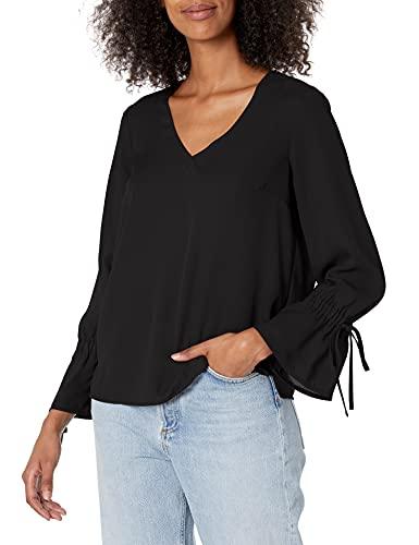 j.crew mercantile women's tie sleeve blouse, black, 4