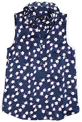 j.crew women's sleeveless ruffleneck tank (x-small, navy/purple/white floral)