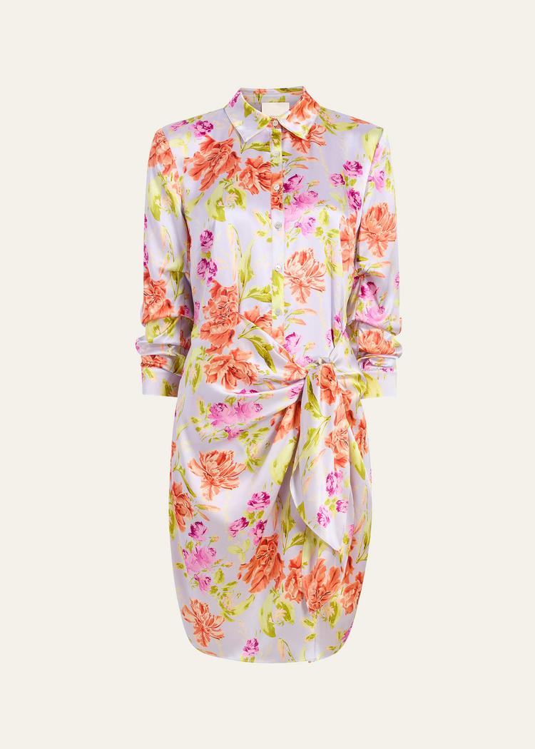 jacey floral self-tie shirtdress