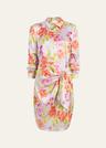 jacey floral self-tie shirtdress