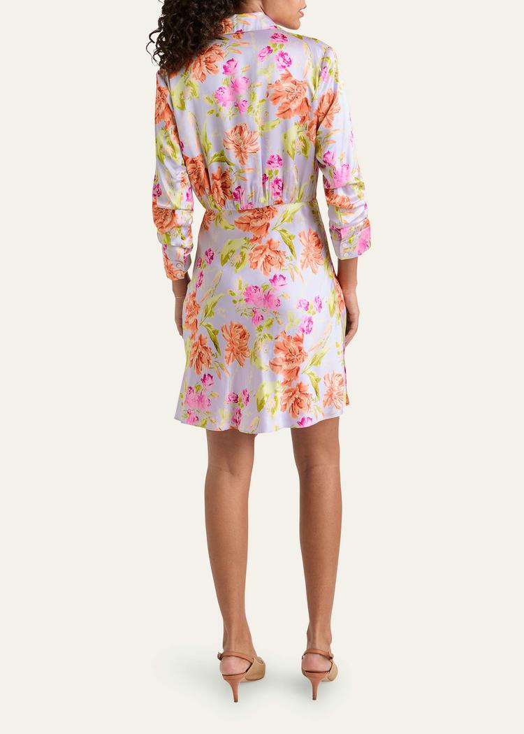 jacey floral self-tie shirtdress