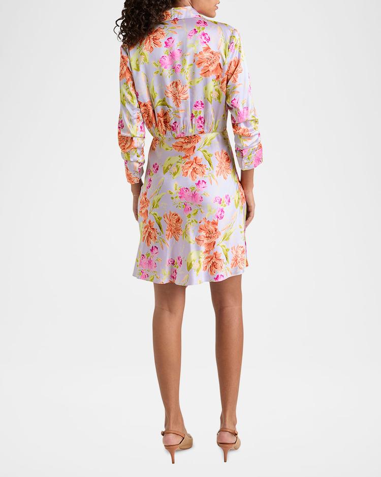 jacey floral self-tie shirtdress