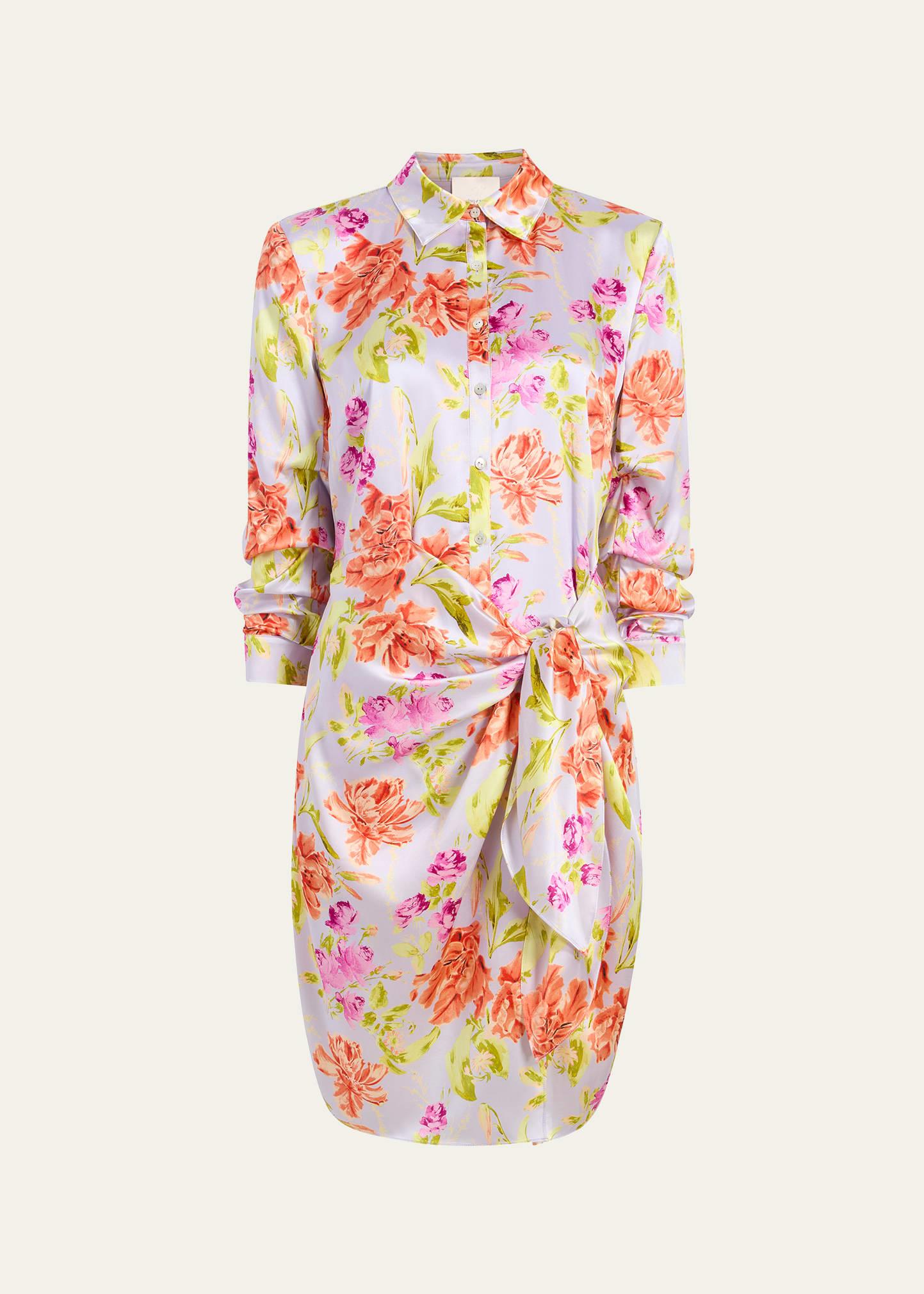 jacey floral self-tie shirtdress