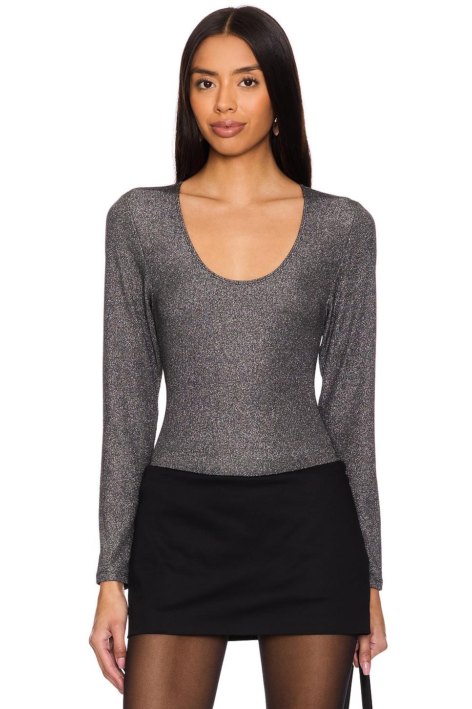 jacinda lurex rib long sleeve top