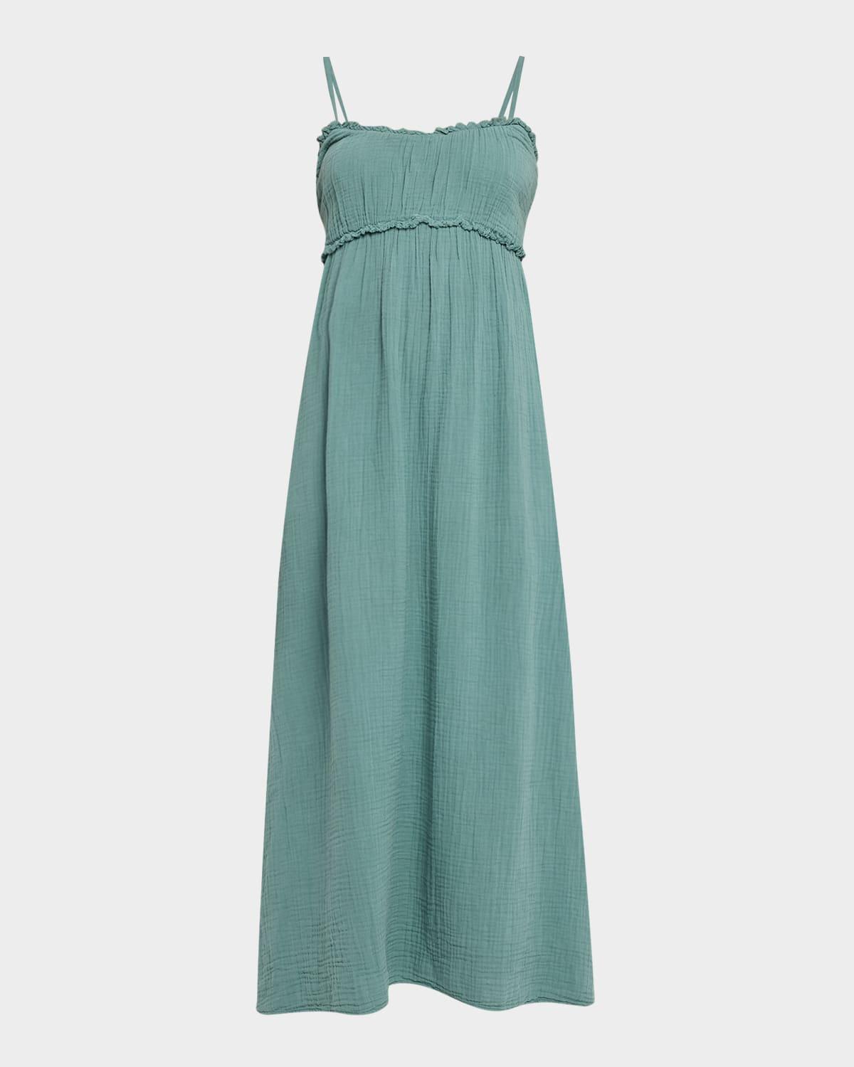 jacinda ruffle-trim cotton gauze maxi dress