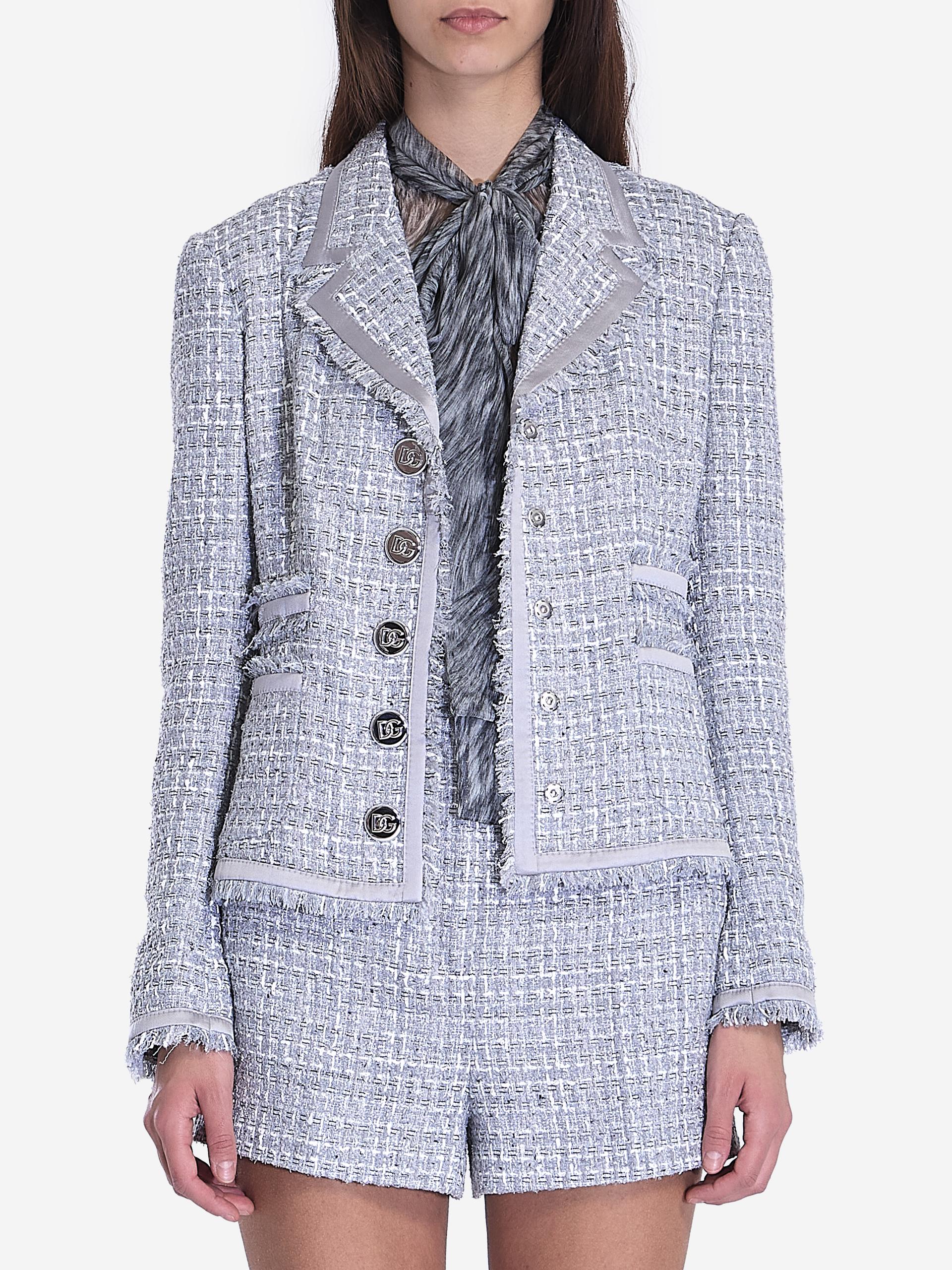 jacket in grey lam boucl