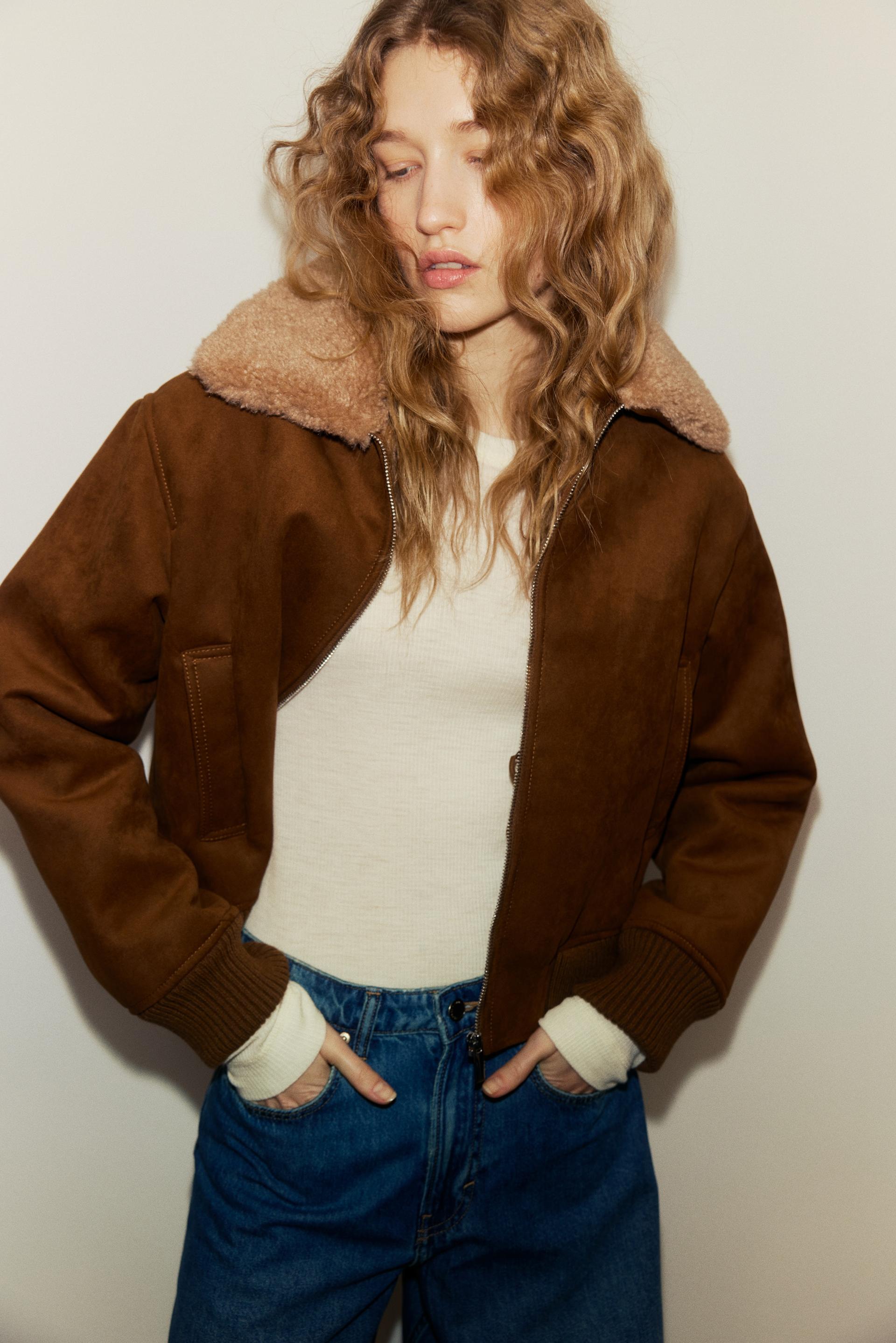 jacket with teddy fleece collar