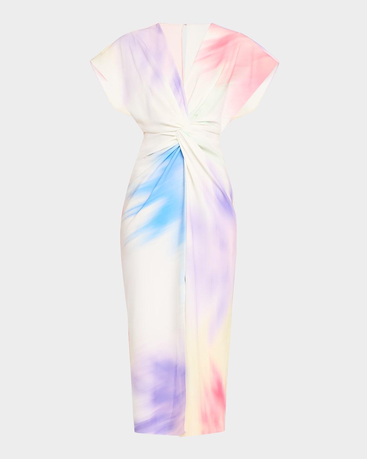 jackie twisted short-sleeve midi dress