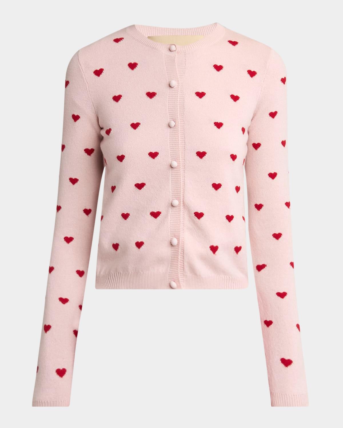 jacquard hearts wool-cashmere cardigan