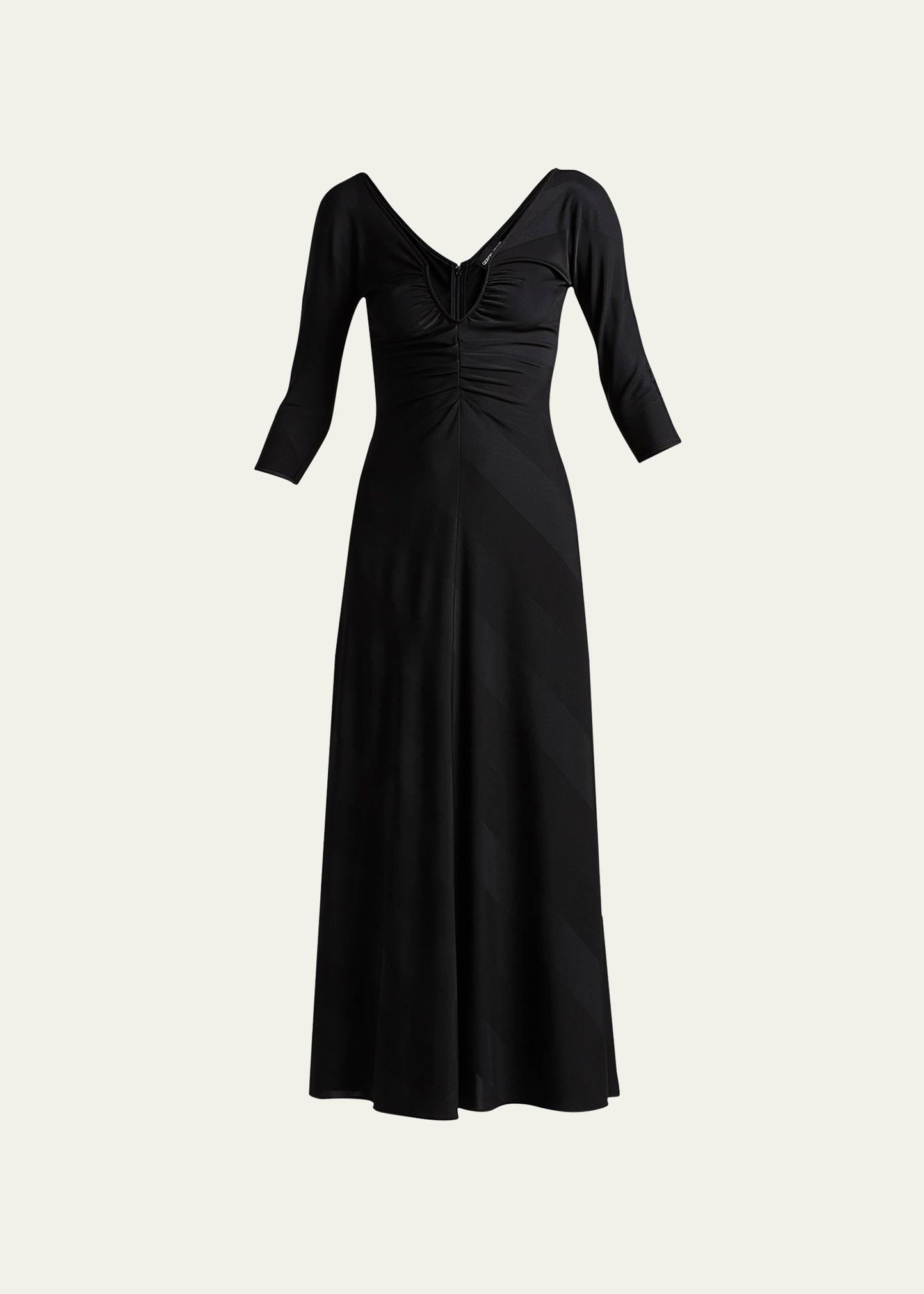 jacquard jersey diagonal stripe maxi dress